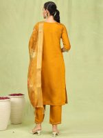 VredeVogel Women's Viscose Roman Silk Blend Embroidered Kurta with Pant & Dupatta Set - Image 5