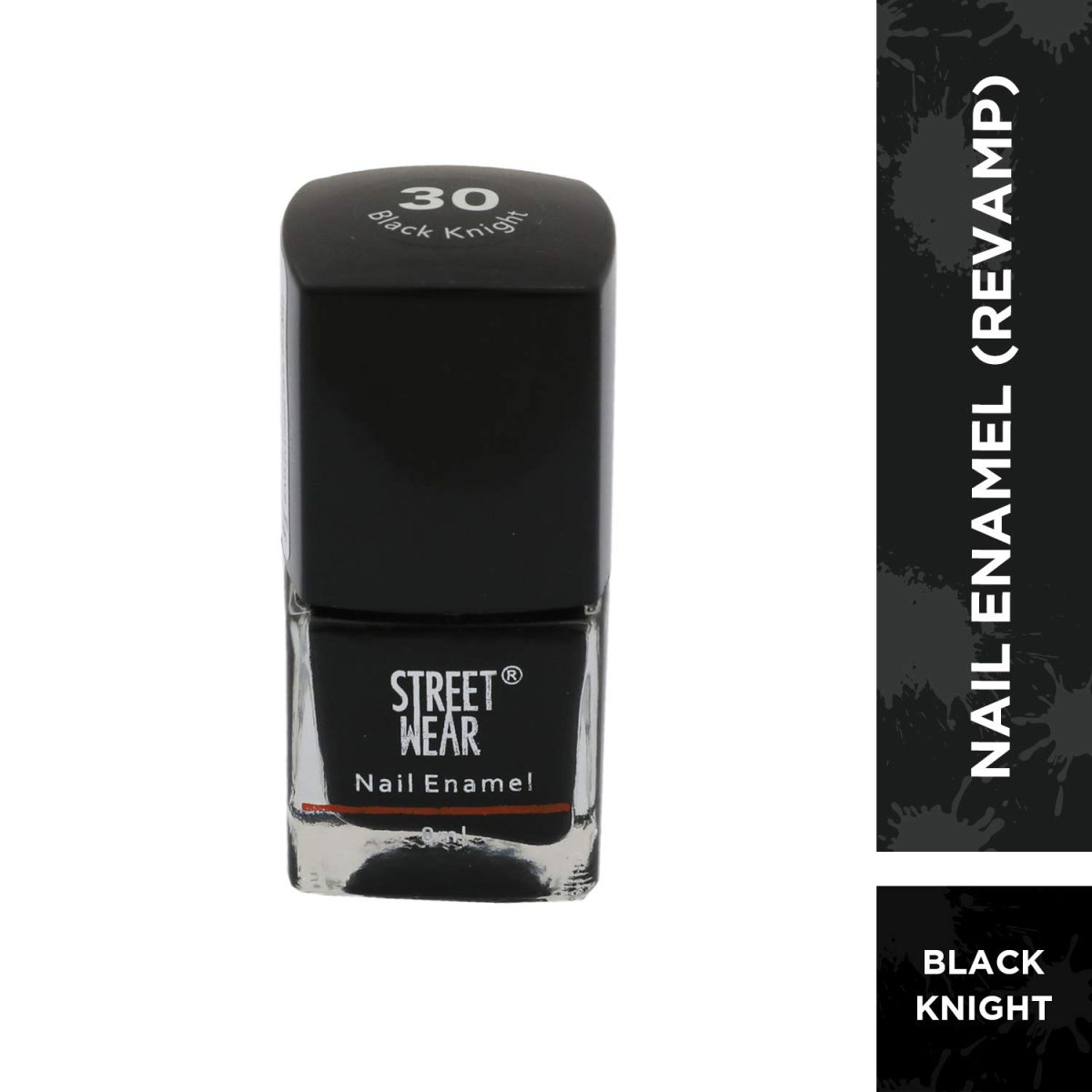 Street Wear Nail Enamel, Black Knight, 8ml - Image 2