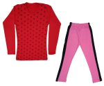 IndiWeaves Girls Cotton Full Sleeve Printed T-Shirts and Cotton Capri 3/4 Pants(Pink,Red,17-18Years) Pack of 2