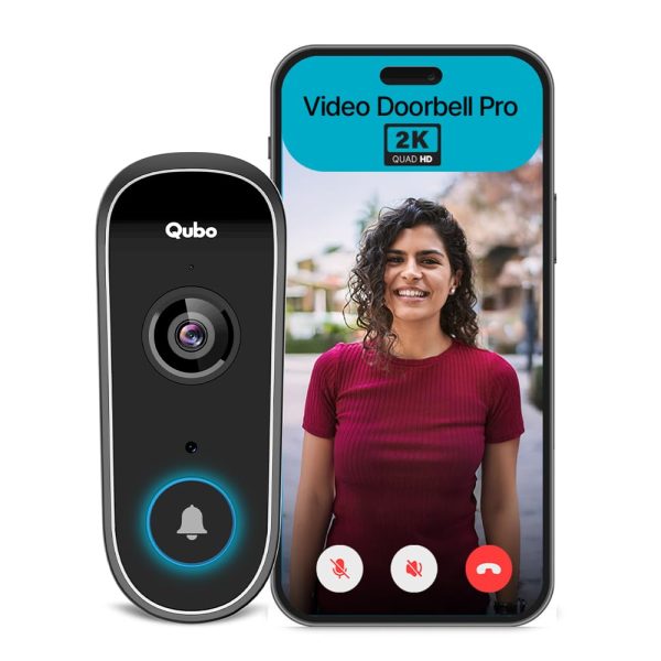 Qubo Smart Wi-Fi Video Doorbell Pro 2K from Hero Group | Instant Phone Visitor Video Call | Intruder Alarm | 3MP 1296P Resolution | 2-Way Talk