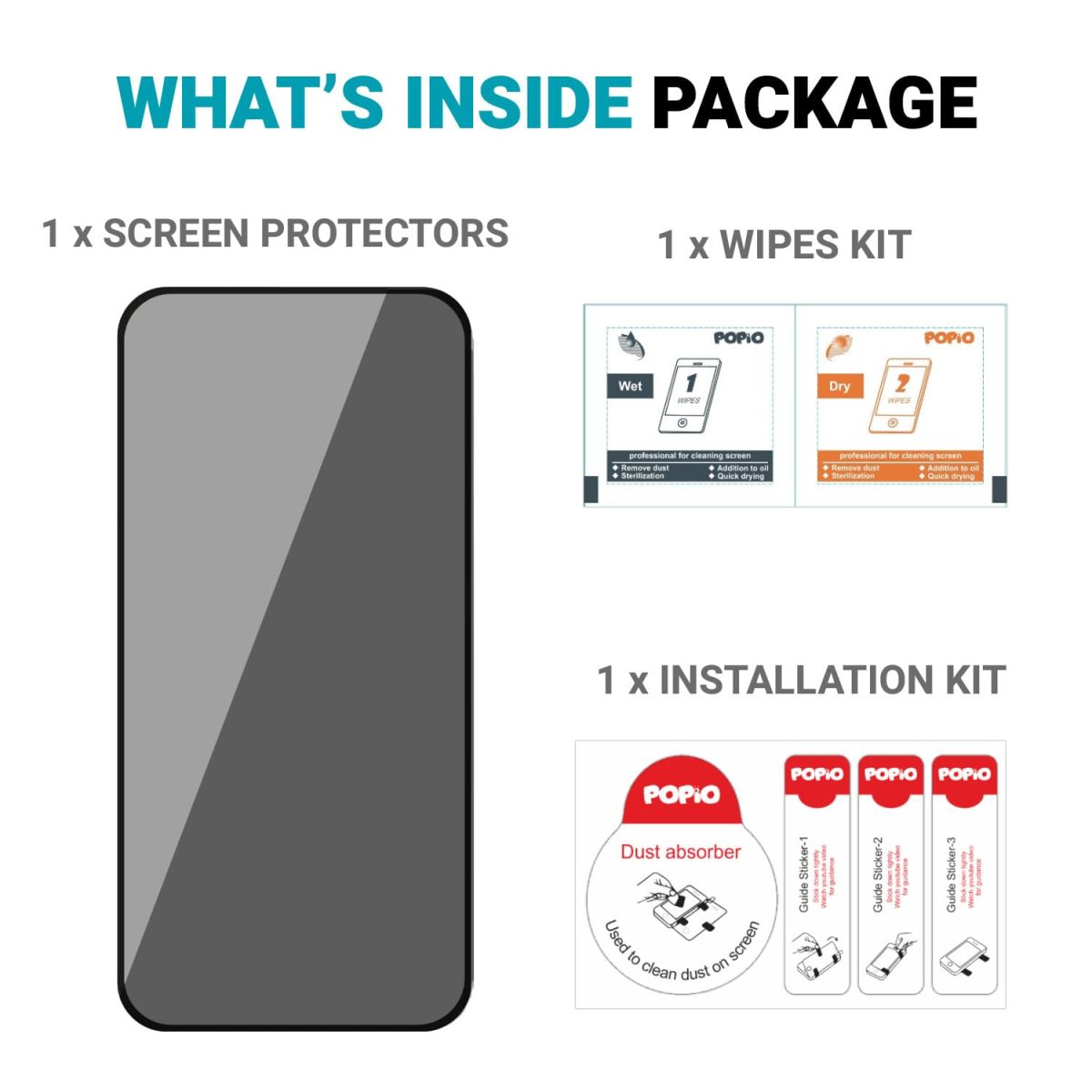 POPIO Privacy Tempered Glass Compatible for iPhone 15 (Black) Edge to Edge Coverage with Easy Installation kit, Anti-Spy Tempered Glass Privacy Screen Protector - Image 5