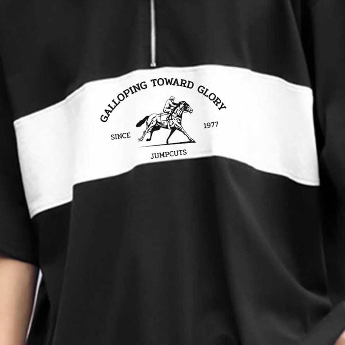 Jump Cuts || Mens || Printed || Half Zipper || Polo Neck || 3/4th Sleeve || Cotton Blend || Polo T-Shirt - Image 4