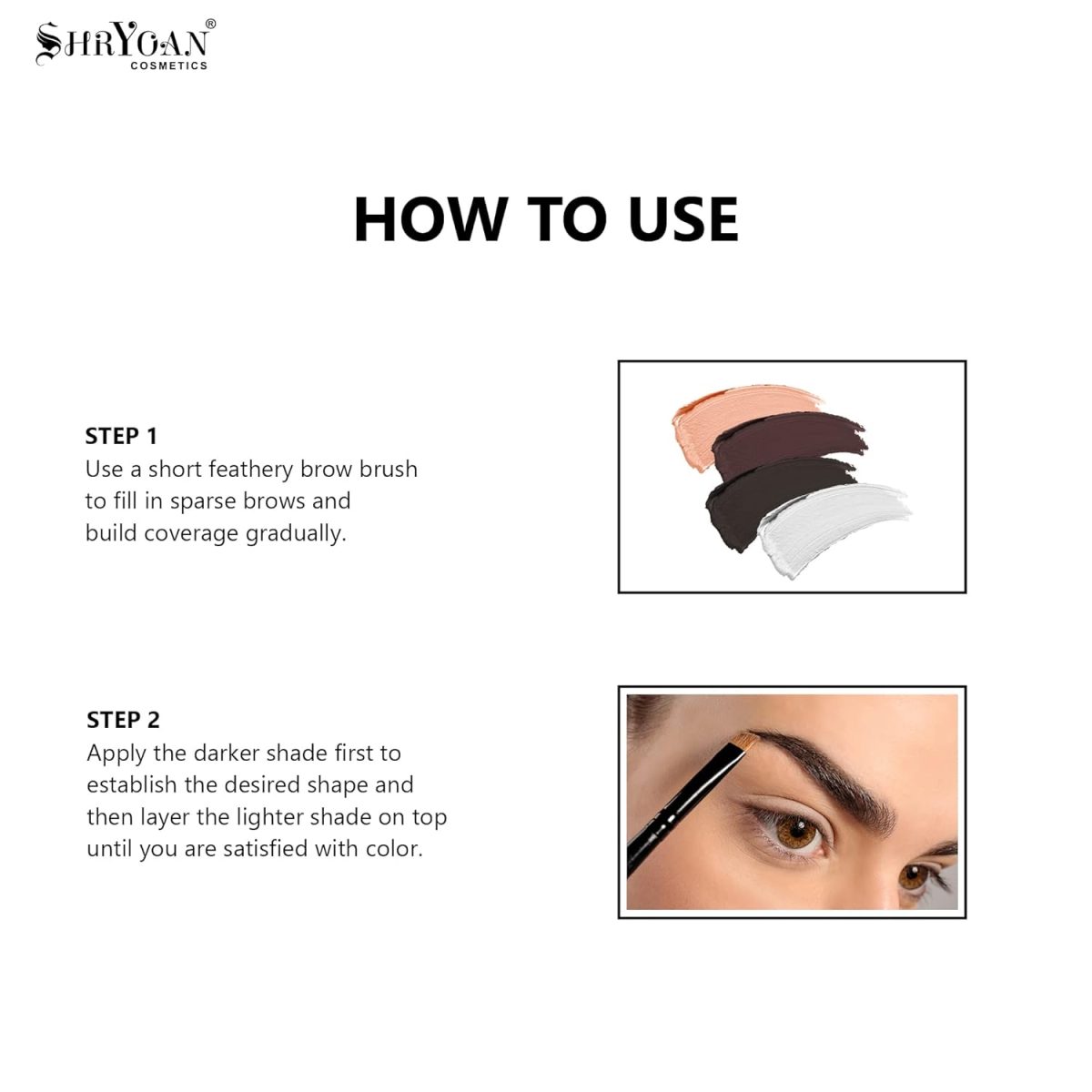 Shryoan Long Wear Eyebrow Finishing Powder| Defining Eyebrows, Travel-Friendly Palette with Blendable Shades (4g) (Shade 01) - Image 5