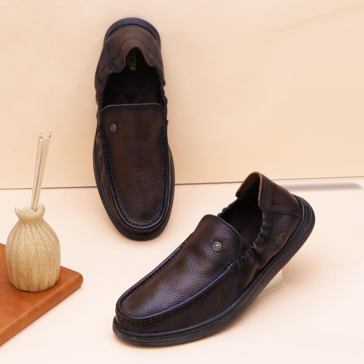 DOCTOR EXTRA SOFT Classic Genuine Leather Formal Shoes for Men with Memory Foam Cushion| Ultra Lightweight & Comfortable|Stylish & Flexible|Parties,Occasions,Office,Wedding,Casual|Black Slip On D-805 - Image 2
