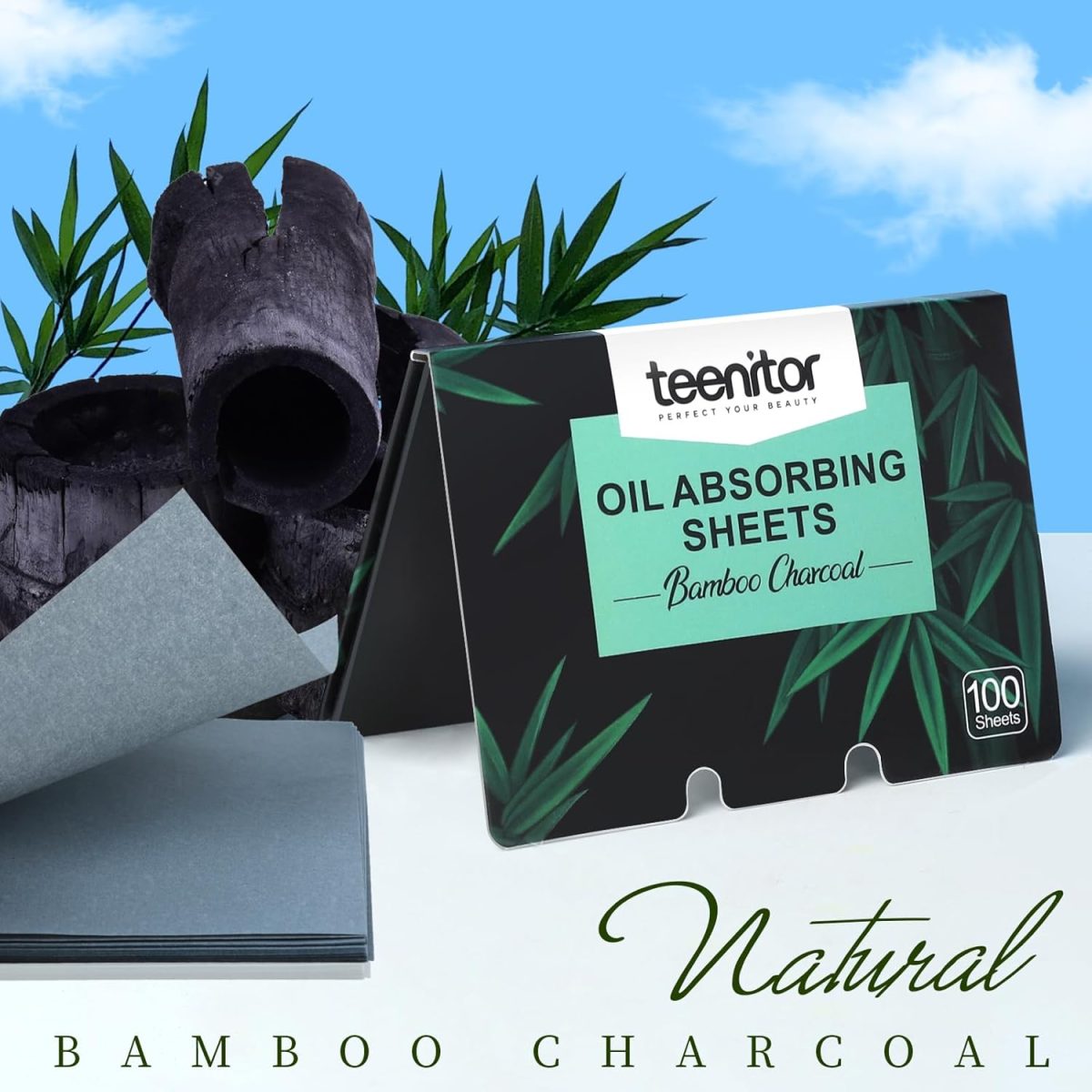 Teenitor 400 Counts Oil Blotting Papers for Face, Bamboo Charcoal Oil Absorbing Sheets for Oily Skin, Oil Blotting Sheets for Face, Oil Absorbent Pads Blotter Paper, Oil Face Wipes Large 10cmx7cm - Image 5