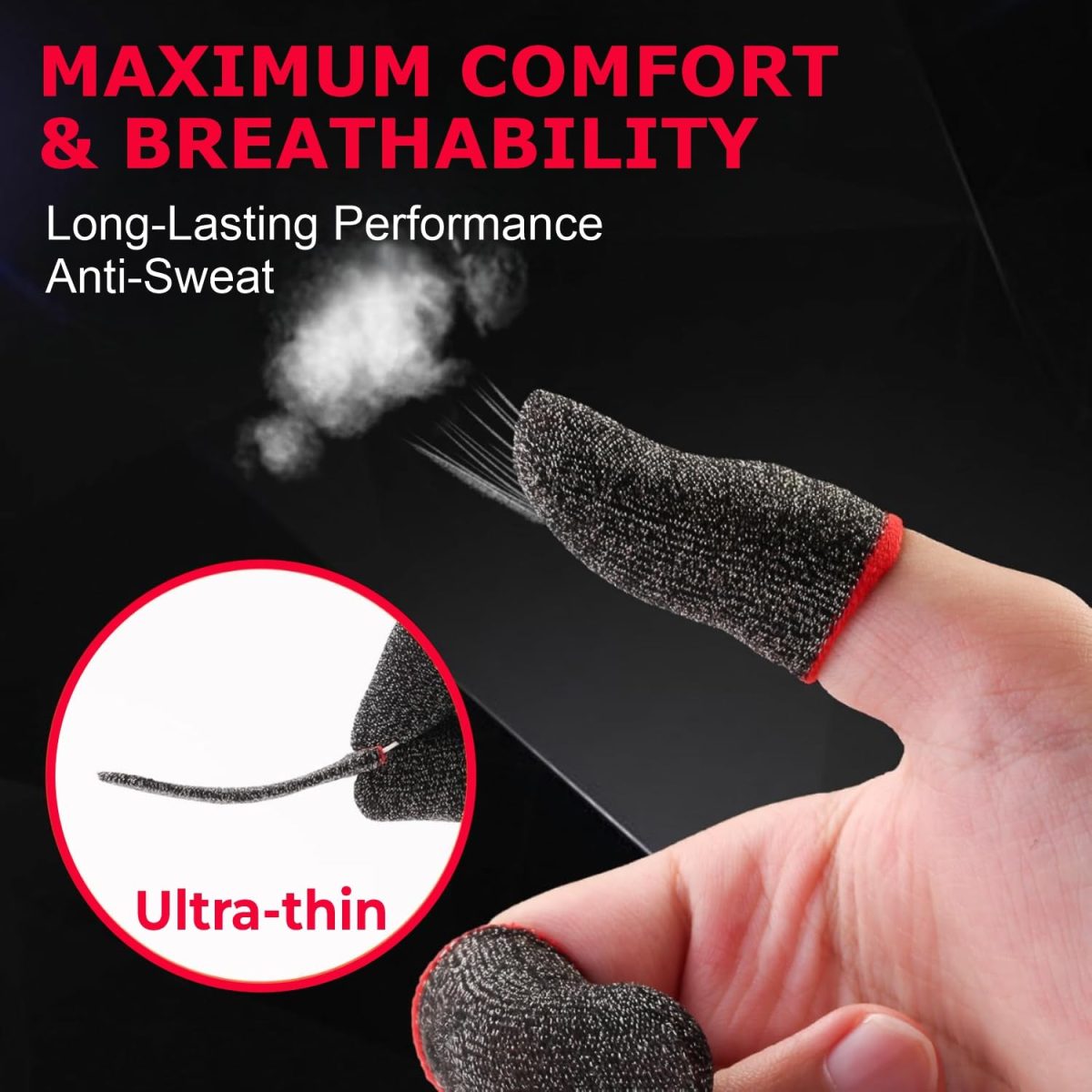 Humble Gaming Thumb & Finger Sleeves – Anti-Slip, Sweat-Proof, High Precision for PUBG, COD, Freefire & Other Mobile Games – Breathable, Washable & Universal Fit – 2 Pairs (4 Pcs) - Image 3