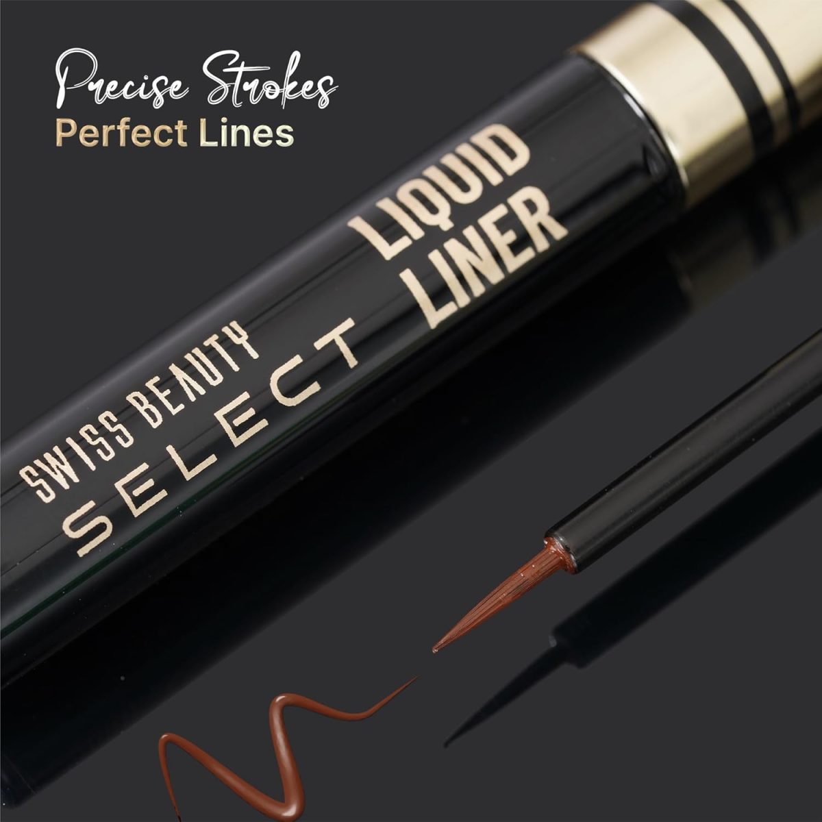 SWISS BEAUTY Select Here To Stay Semi-Matte Liquid Waterproof Eyeliner | With Precise & Pointed Tip | Smudge-Proof, Transfer- Proof | Shade- Mood Brown| 3ml | - Image 2