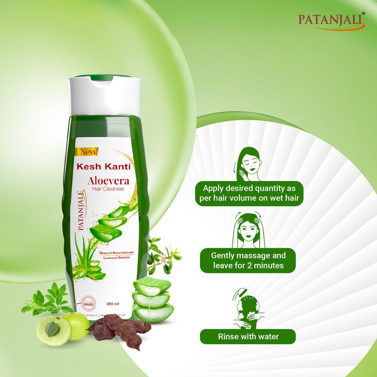 Patanjali Kesh Kanti Aloevera Hair Cleanser 180ML, Natural Nourishing Shampoo, Herbal Care for Healthy Hair, Scalp Cleansers for Men and Women, For All Types - Image 6