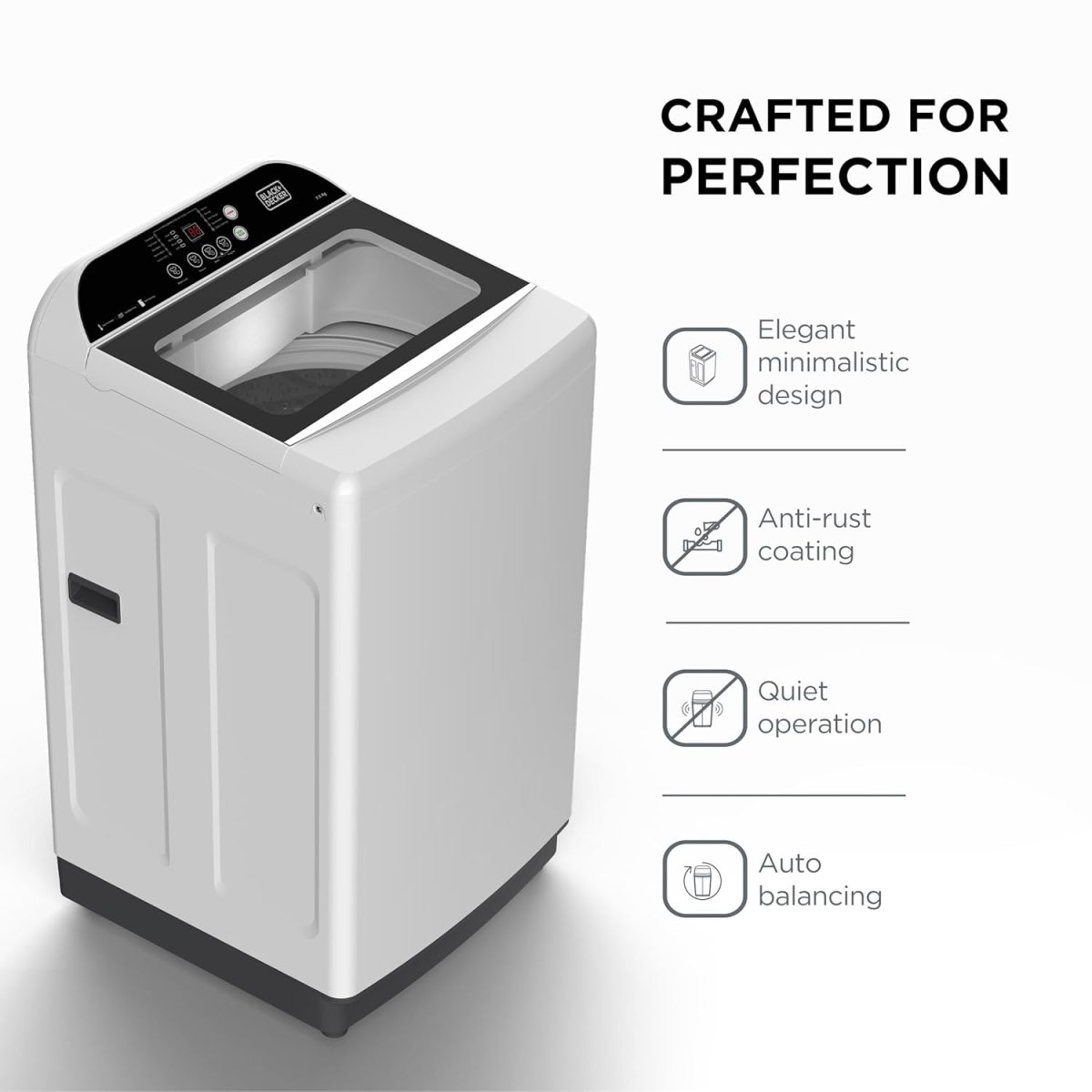 BLACK+DECKER 7.5 Kg 5 Star Fully-Automatic Top Loading Washing Machine(2023 Model, Bxwd01175In, White, In-Built Heater, Bldc Motor Drive) - Image 2