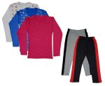 IndiWeaves Girls Cotton Full Sleeve Printed T-Shirts and Cotton Capri 3/4 Pants (Grey,Black,White,Blue,Magenta,12-13 Years) Pack of 5