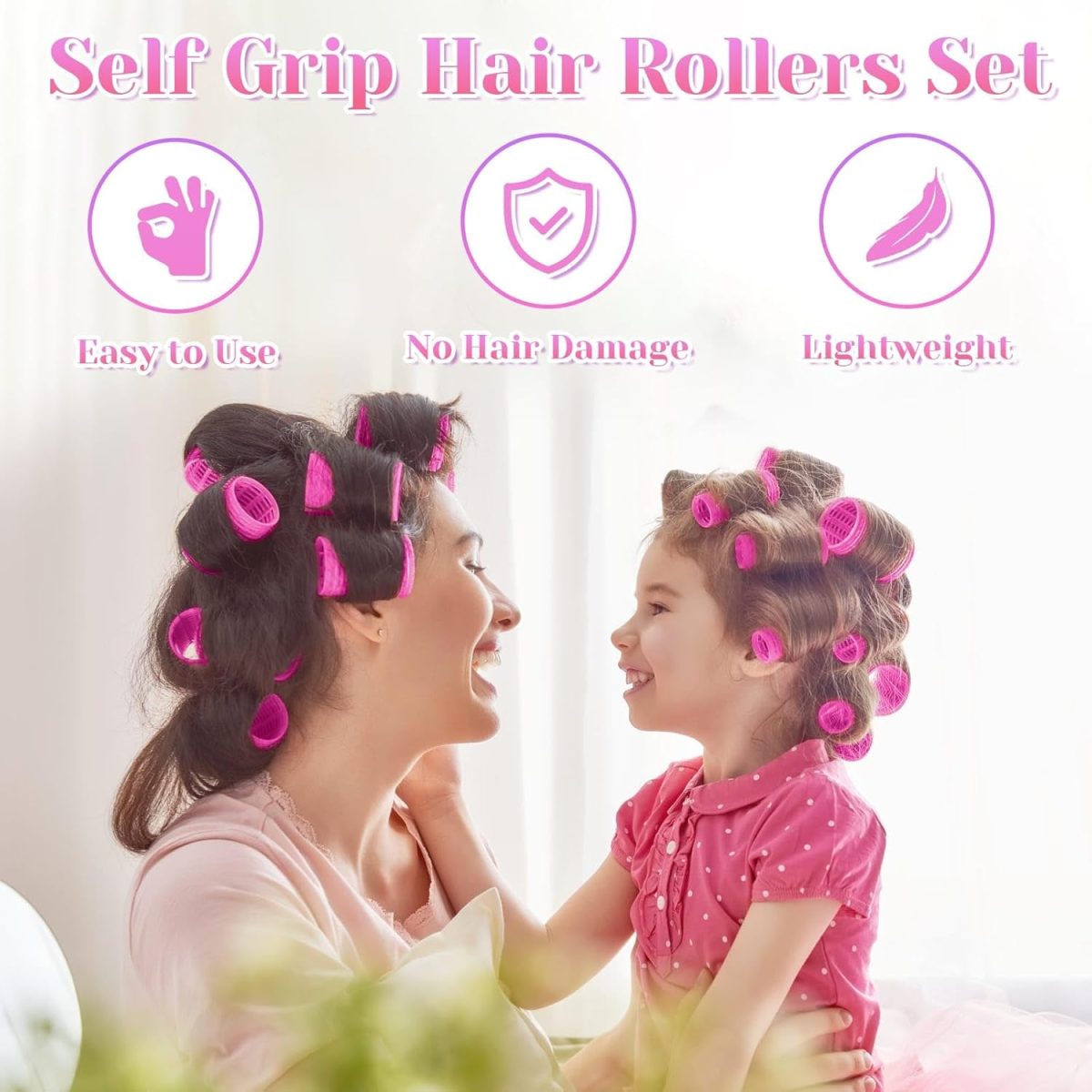 VIEWS Self Grip Rollers Hair Curlers 30Pcs Set with 18Pcs Hair Roller 3 Sizes (6 Large, 6 Medium & 6 small) and 12 Clips for Long Medium Short Hair Volume - Image 5