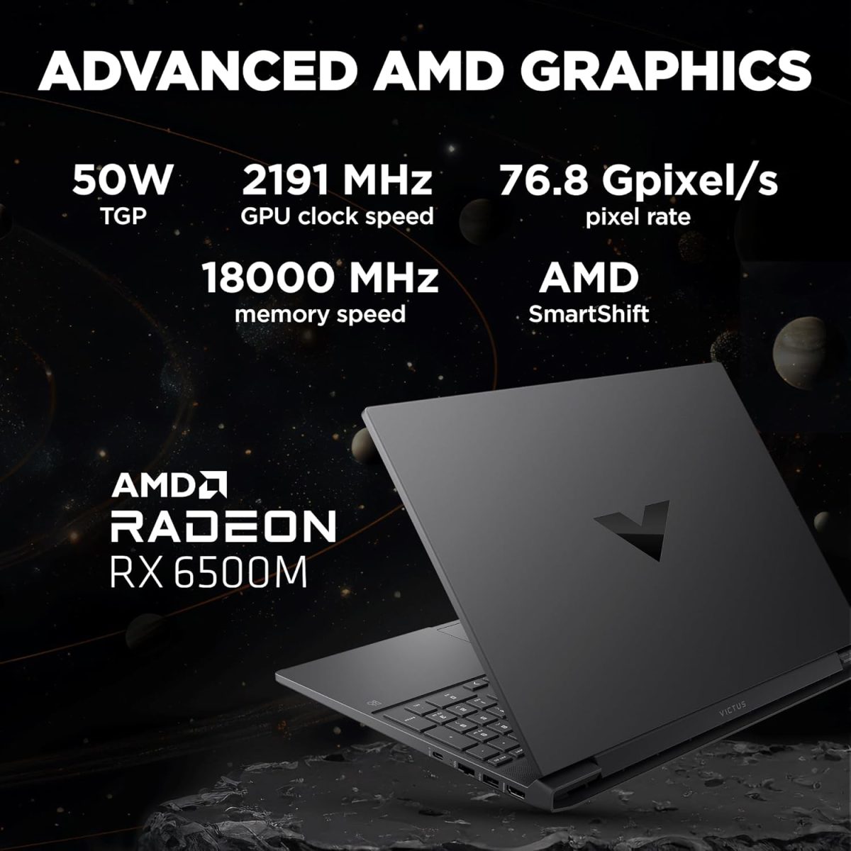 HP Victus Gaming Laptop,AMD Ryzen 5 5600H,4GB AMD Radeon RX 6500M Graphics,15.6-Inch (39.6 Cm),FHD,144Hz,8GB DDR4,512GB SSD,Backlit KB,B&O,Dual Speakers (Silver,2.37 Kg),fb0158AX,with Windows 11 - Image 3