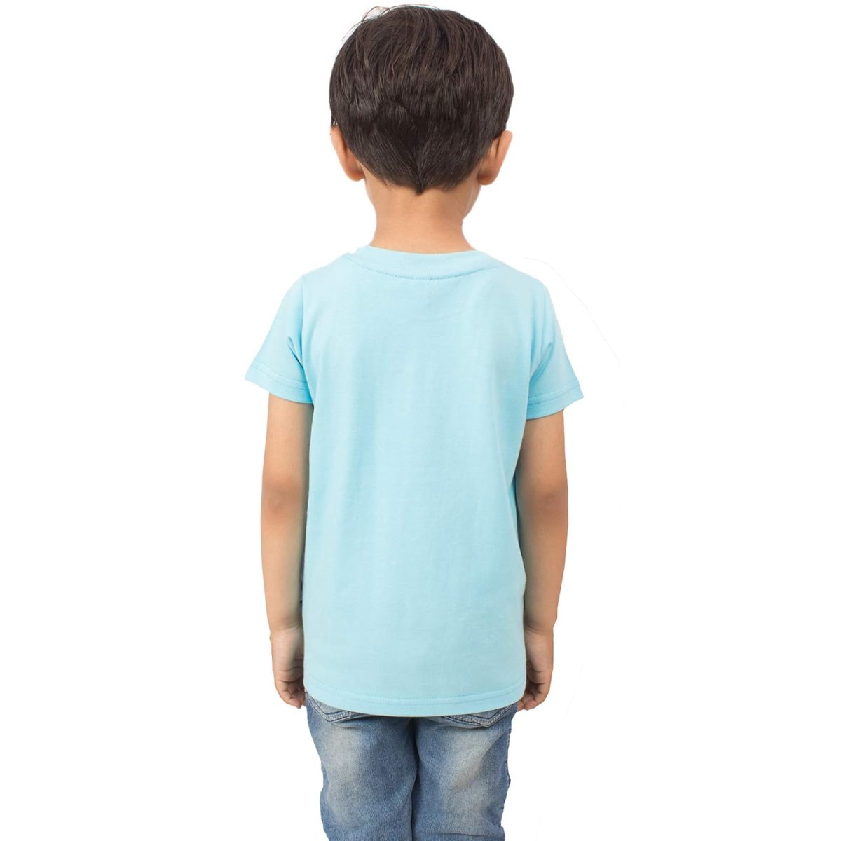 LIMIT Fashion Store Boy's Plain Regular fit T-Shirt (SBKT173f_Sky Blue 13 Years-14 Years) - Image 2