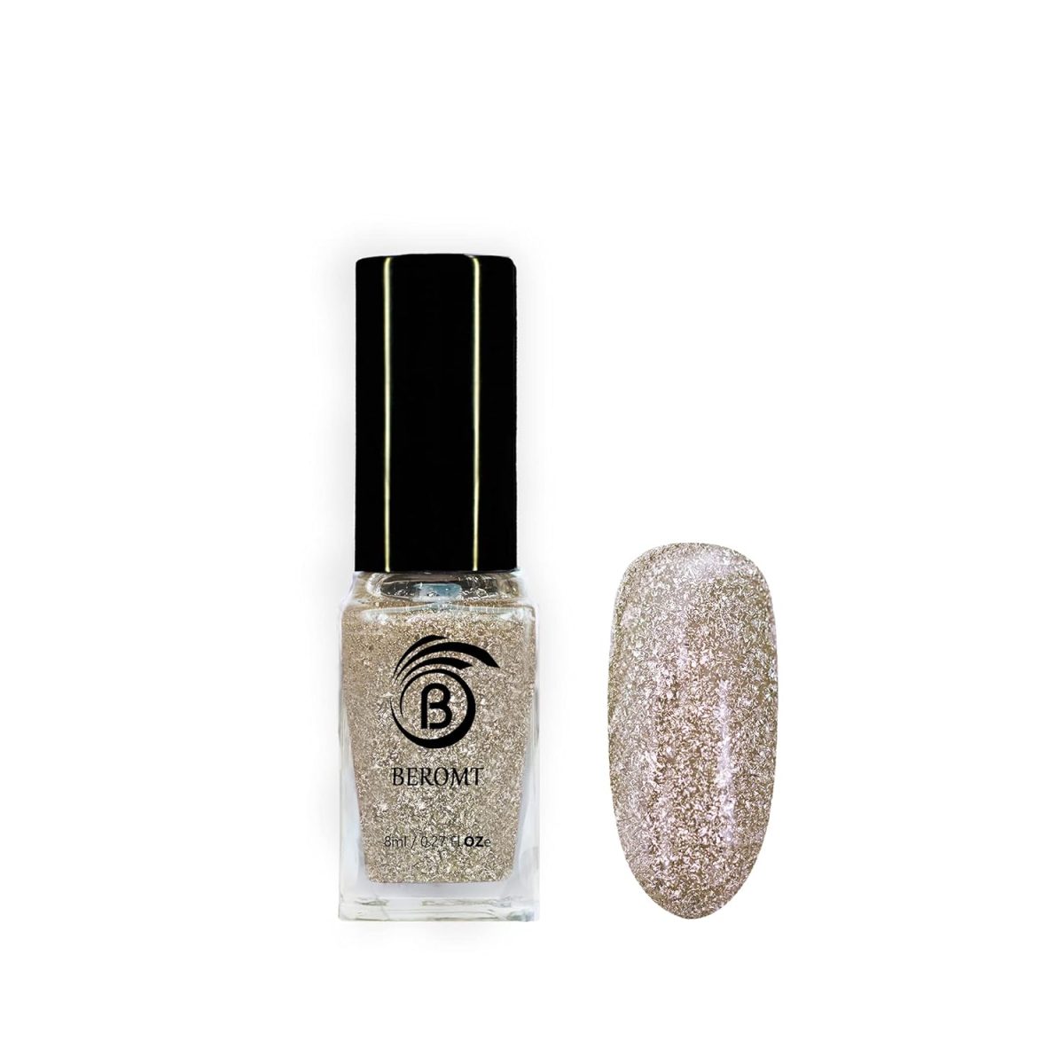 Beromt Angel Aura Crushed Metallic Foils Nail Polish, Glitter Nail Paint, Nail Art, Flakie Polish Colors, Best Gel Effect, High-Shine Long Lasting Non-Toxic Professional Nail Polish, 8ml-01