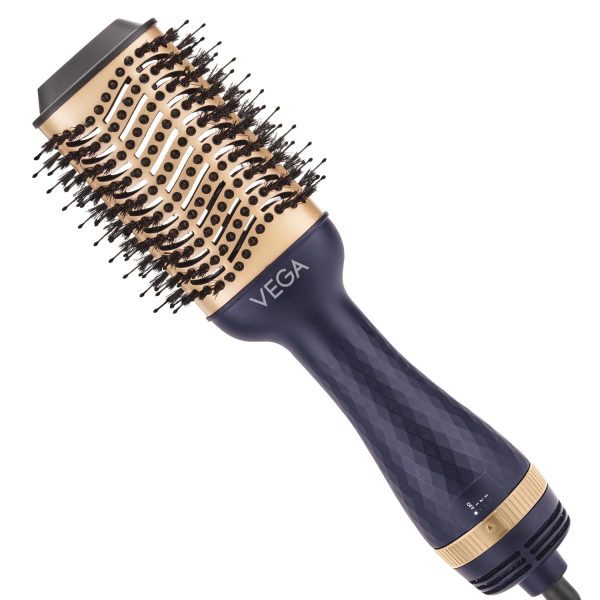 Vega Pro Volumizer Hair Blow Dryer Brush, 3 in 1 Hot Air Brush, 360° Airflow Vent, 3 Heat/2 Speed Settings For Hair Style, Ceramic Tourmaline Coating Brush Head, 1200 W (VHSD-02)