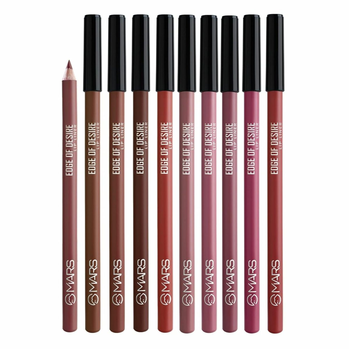 MARS Matte Liner with Holder Set of 10 | One Swipe Smooth Application | Long Lasting & Travel Friendly Lip Pencil | Multicolor | Set-B (1.4g x 10) - Image 2