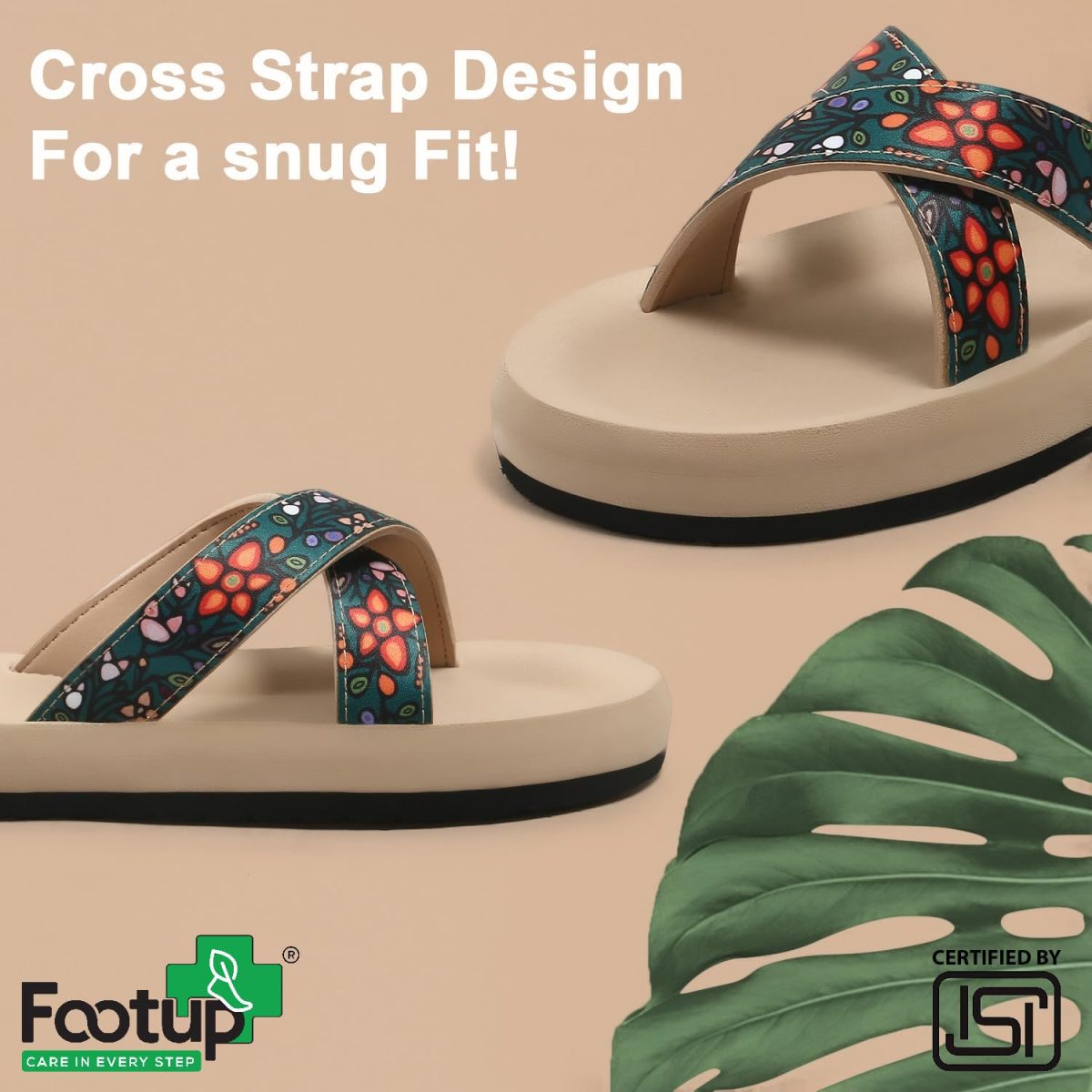 FOOT UP Women’s Ethnic Floral Comfort Sandals | Soft Cushioned EVA Footbed with Stylish Printed Straps & Anti-Skid Sole – Lightweight Everyday Wear Slippers for Casual & Outdoor Use - Image 6