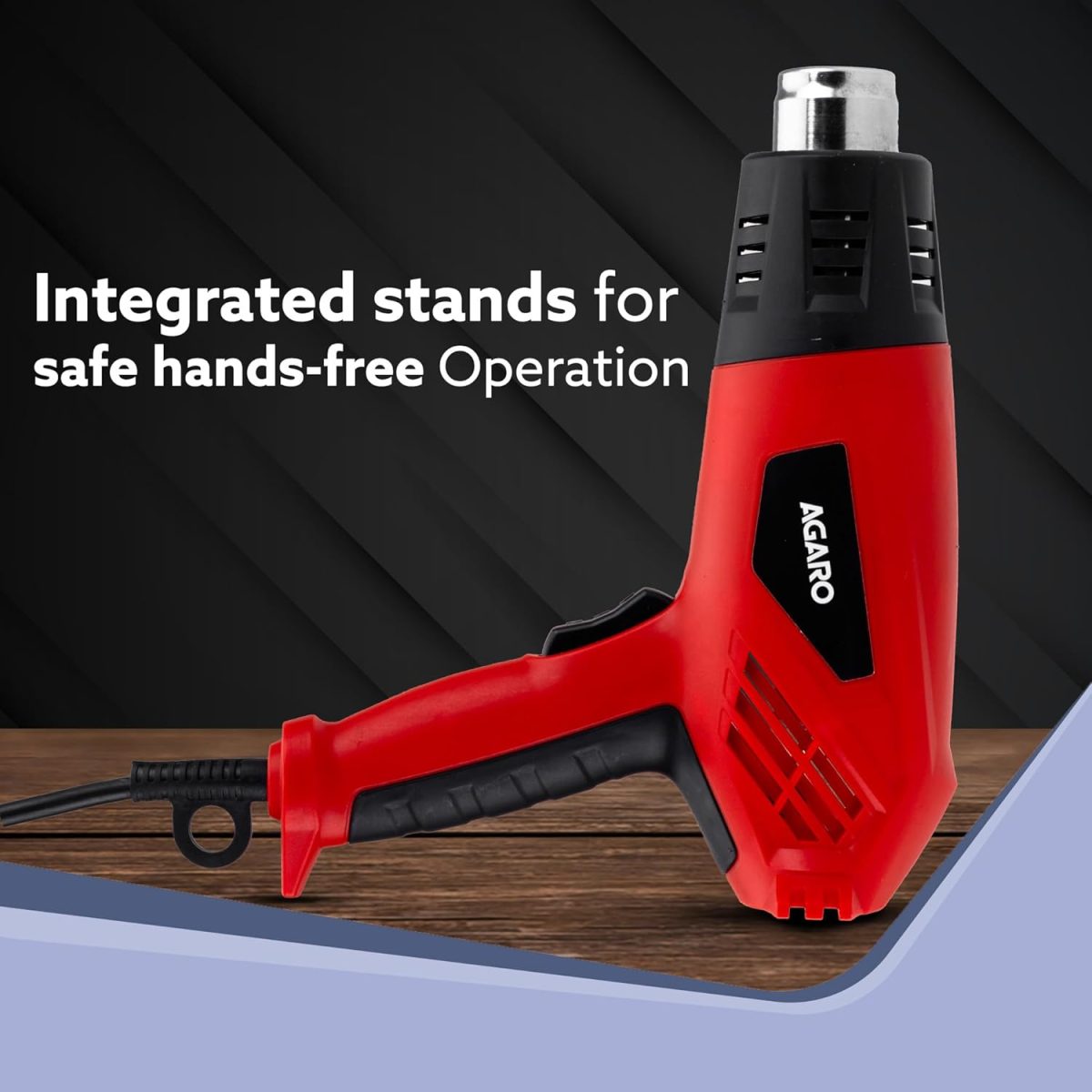 AGARO 2000W Heat Gun HG2120, Dual Temperature and Air Flow Control with 4 Nozzle Attachments, Hot Air Gun Heating helps in Shrink Wrapping, Paint Removal, Wire Shrinking, Crafting - Image 5