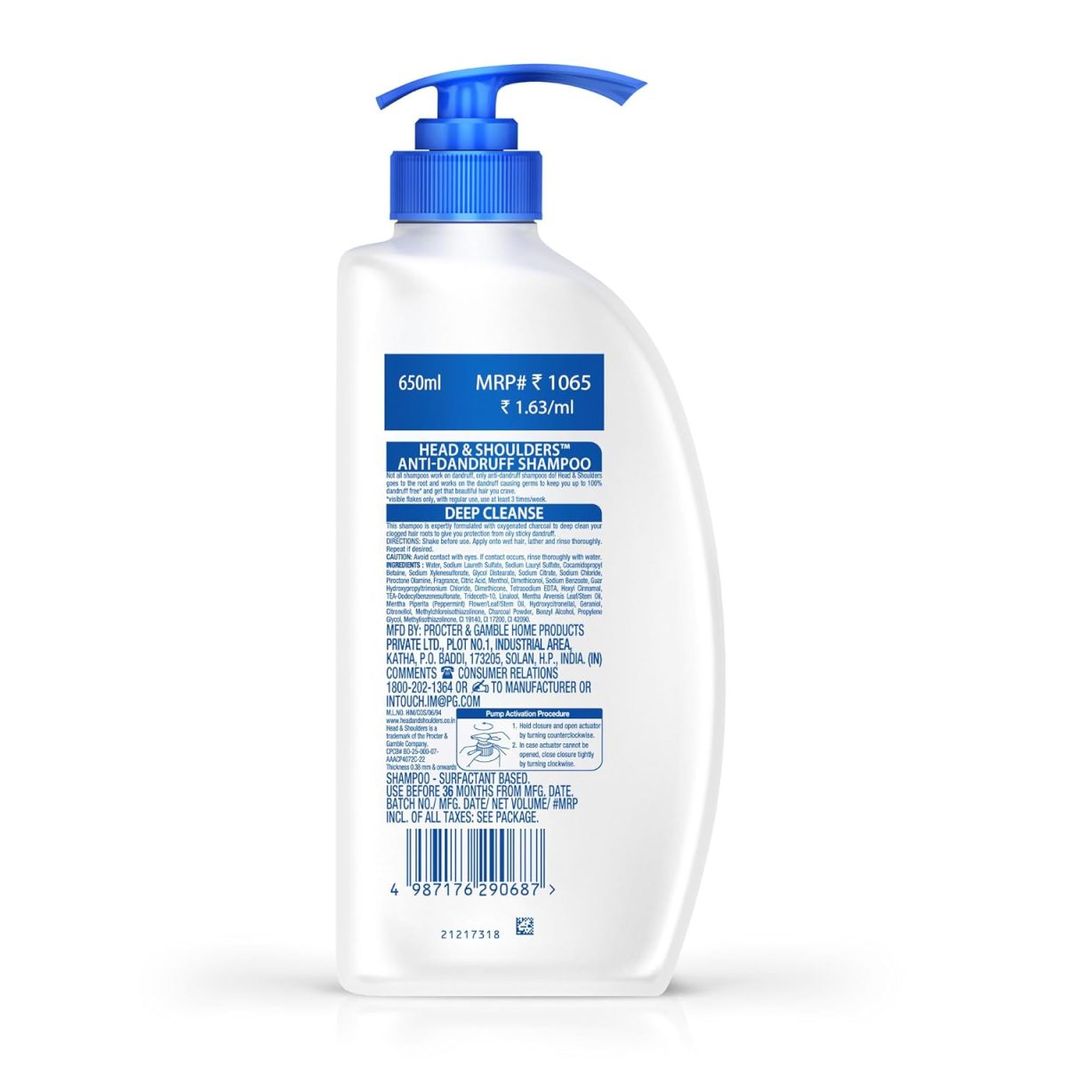 Head & Shoulders Deep Cleanse Anti Dandruff Shampoo with Oxygenated Charcoal, Fights Oily & Sticky Dandruff, Upto 100% Dandruff Protection, 650 ml - Image 8