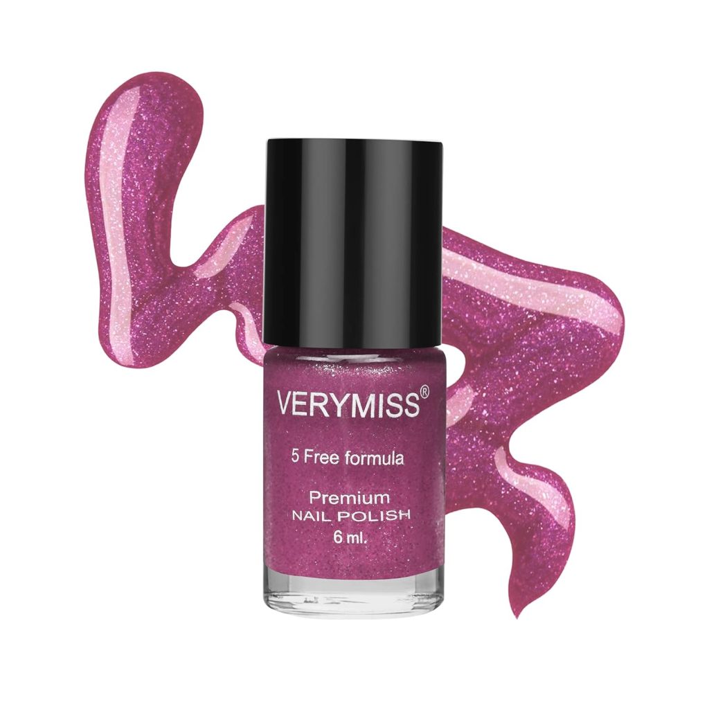 VERYMISS Premium Pink Shimmer Nail Polish 6ml | Smooth Application | Quick Drying | Paraben Free | Ultra Long Lasting Nail Paints