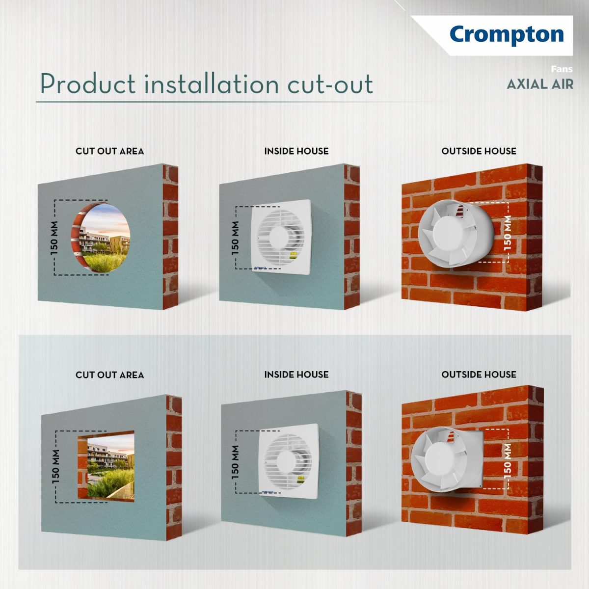 Crompton Axial Air High-Speed Plastic Exhaust/Ventilation Fan (150 mm/6 Inches, White, Pack of 1) - Image 10