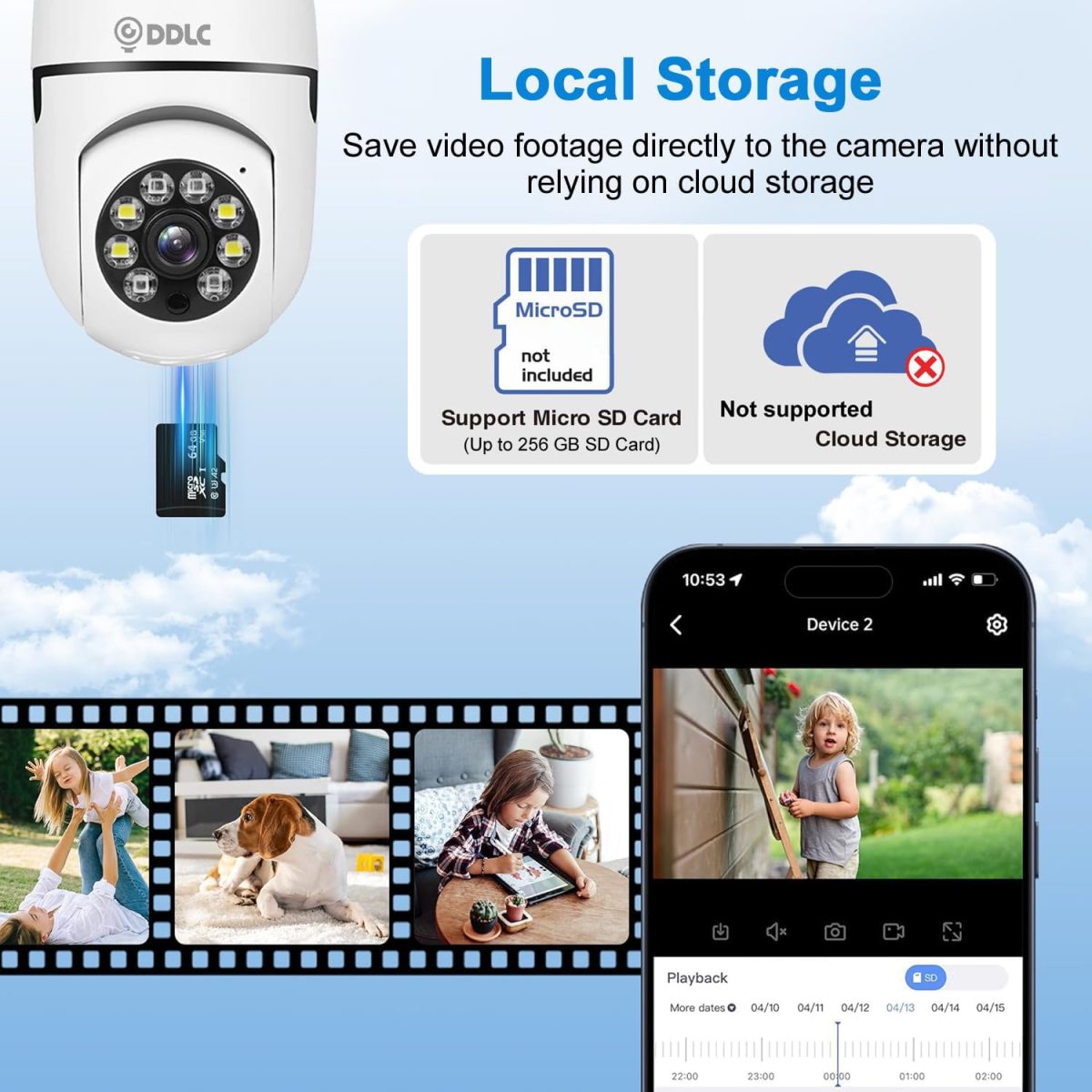 DDLC Wi-Fi Bulb CCTV Camera 1080p Wireless PTZ Bulb Shape Indoor 360° Smart Home Security Light Vision 24x7 Continuous Recording with Motion Sensor LED Lights PTZ Bulb Shape V380 Pro - Image 6
