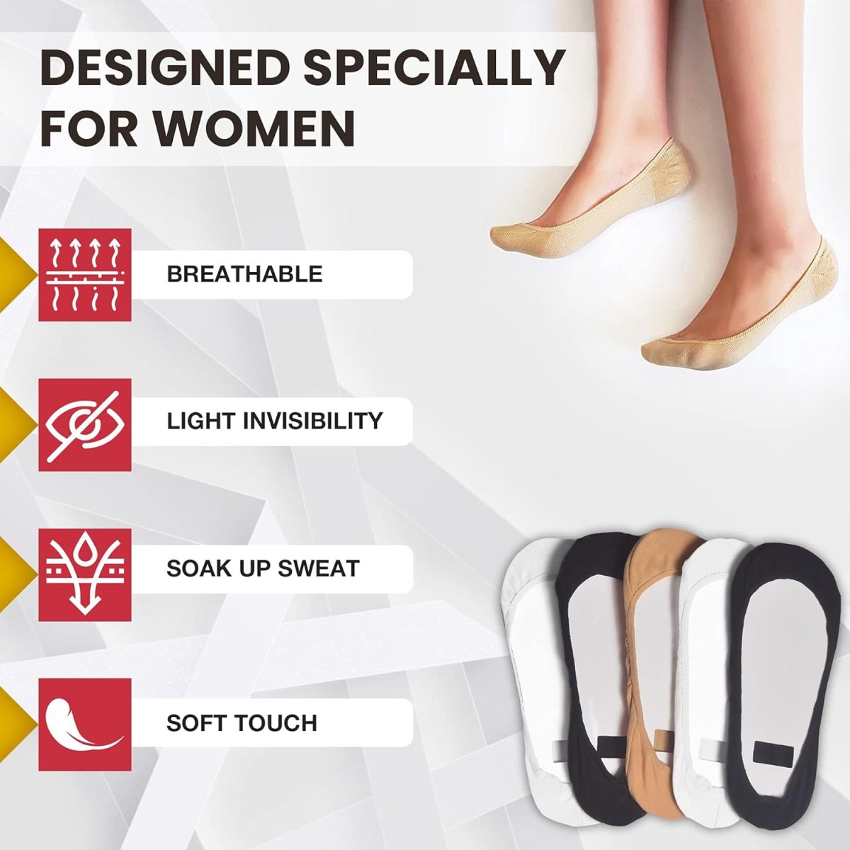 10 Pairs Ultra Low Cut Liner Socks Women No Show Non Slip Hidden Invisible for Flats Boat Summer - Image 3