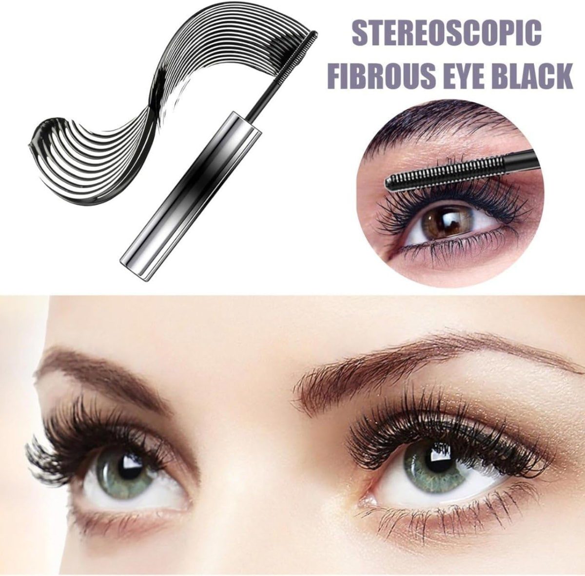 CYNFLEES Mascaras - Natural 3D Curling Eyelash Iron Mascara, Lengthening And Curling Iron Strong Mascara, Plumps Lashes, No Clumps, Waterproof and Smudge-Proof, Long-Lasting Eye Makeup (Black) - Image 3