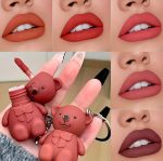 2in1 Teddy Bear Keychain Matte Liquid Lipstick | Non-Sticky | Hydrating | Long Lasting | Korean Viral Teddy Lip Gloss Lipsticks For Women (2 Pcs) - Image 2