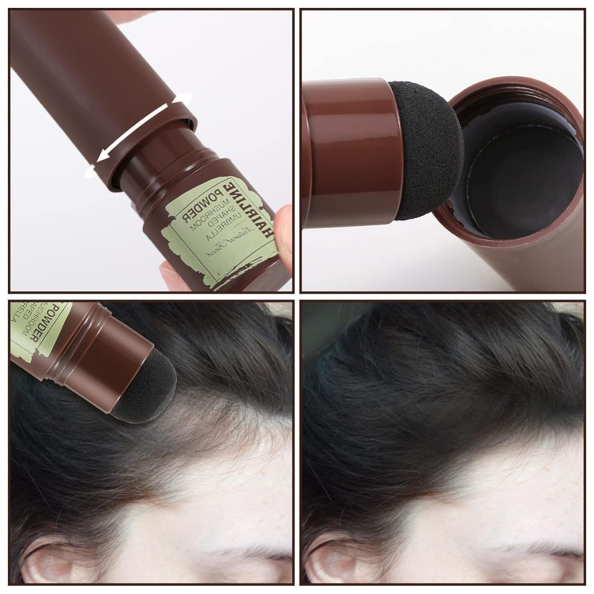 Kyore Instant Natural Hairline Colour Touch-Up Powder for Women & Men - Black | Hair Shading Sponge Pen, Hairline Shadow Powder Stick, Quick Hair Root Touch-Up Stick - Pack of 1