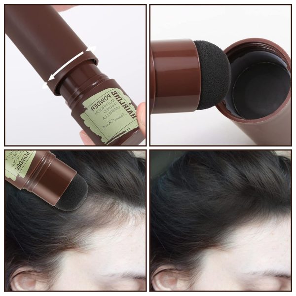 Kyore Instant Natural Hairline Colour Touch-Up Powder for Women & Men - Black | Hair Shading Sponge Pen, Hairline Shadow Powder Stick, Quick Hair Root Touch-Up Stick - Pack of 1