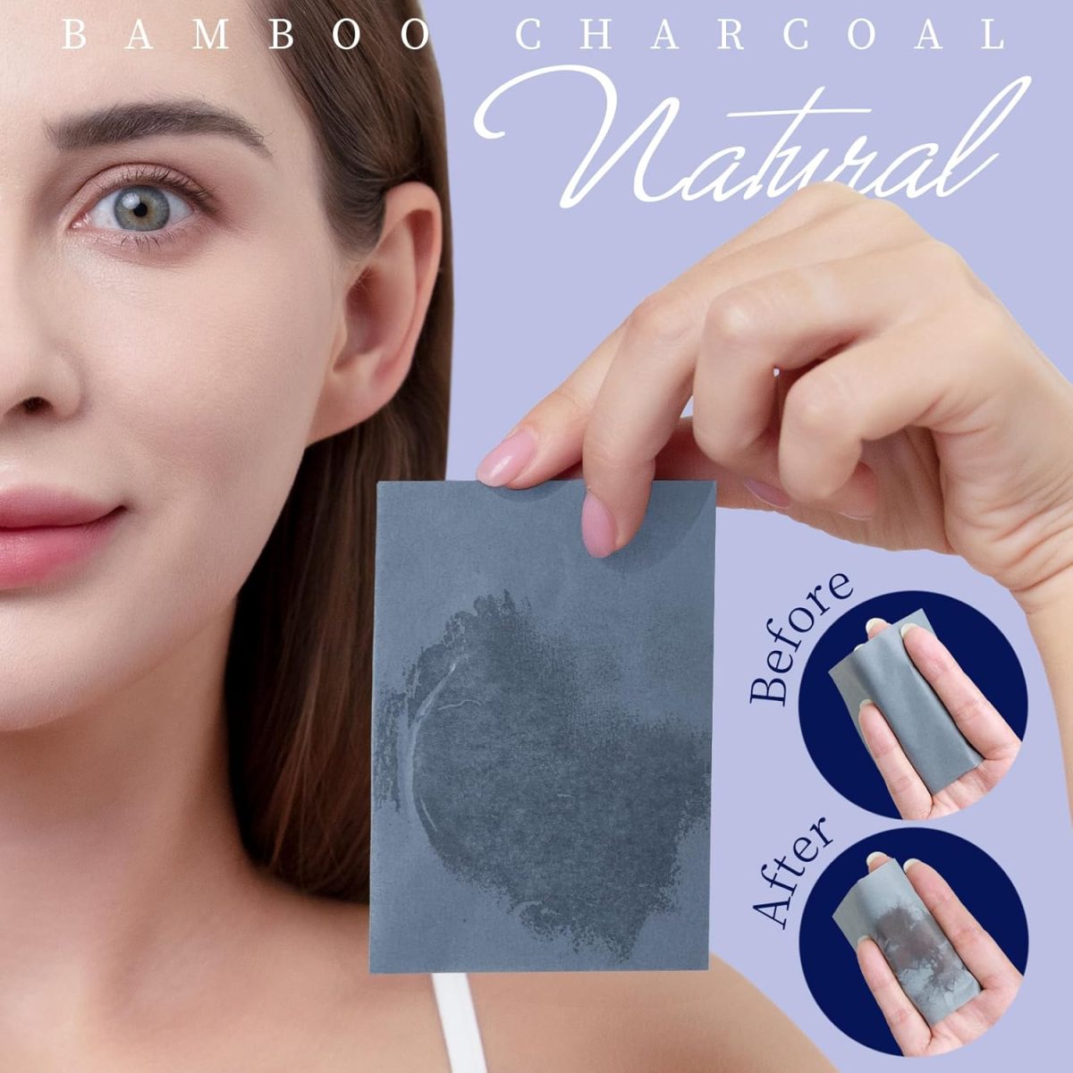 Teenitor 400 Counts Oil Blotting Papers for Face, Bamboo Charcoal Oil Absorbing Sheets for Oily Skin, Oil Blotting Sheets for Face, Oil Absorbent Pads Blotter Paper, Oil Face Wipes Large 10cmx7cm - Image 3