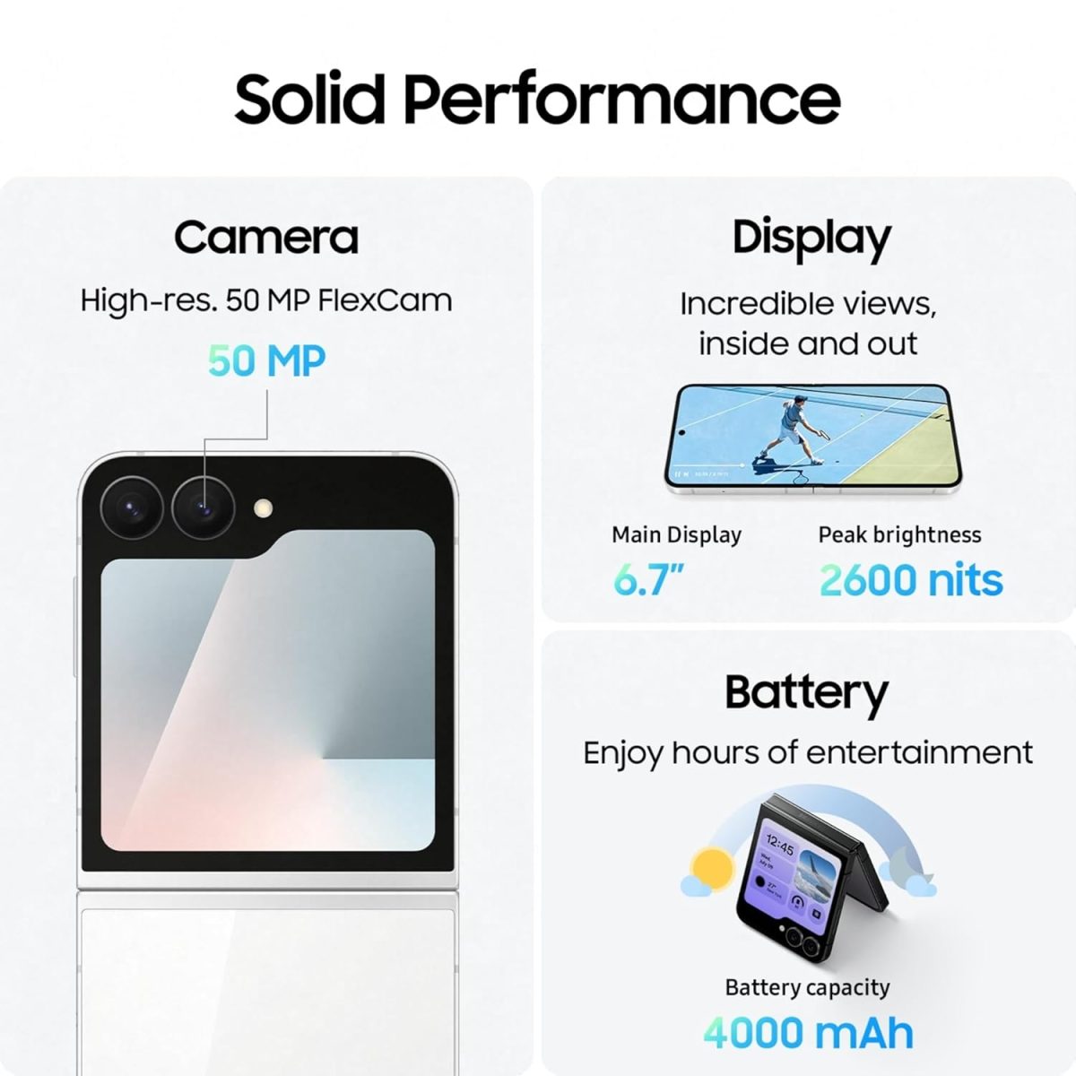 Samsung Galaxy Z Flip7 FE 5G Smartphone with Galaxy AI (White, 8GB RAM, 128GB Storage), Ultra Sleek Compact Design, 50MP High-Resolution FlexCam, Long-Lasting 4000 mAh Battery, All-New One UI 8 - Image 4