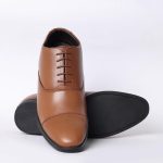 Men's Leather Formal Shoes with a Hidden Heel - 8.5 CM - Tan Brown - Image 3