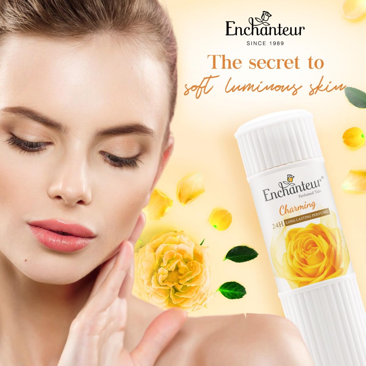 Enchanteur Charming Perfumed Talc Powder for Women, 250g with Roses, Muguets & Cedarwood Extracts, Pack of 1, 250 gms - Image 3