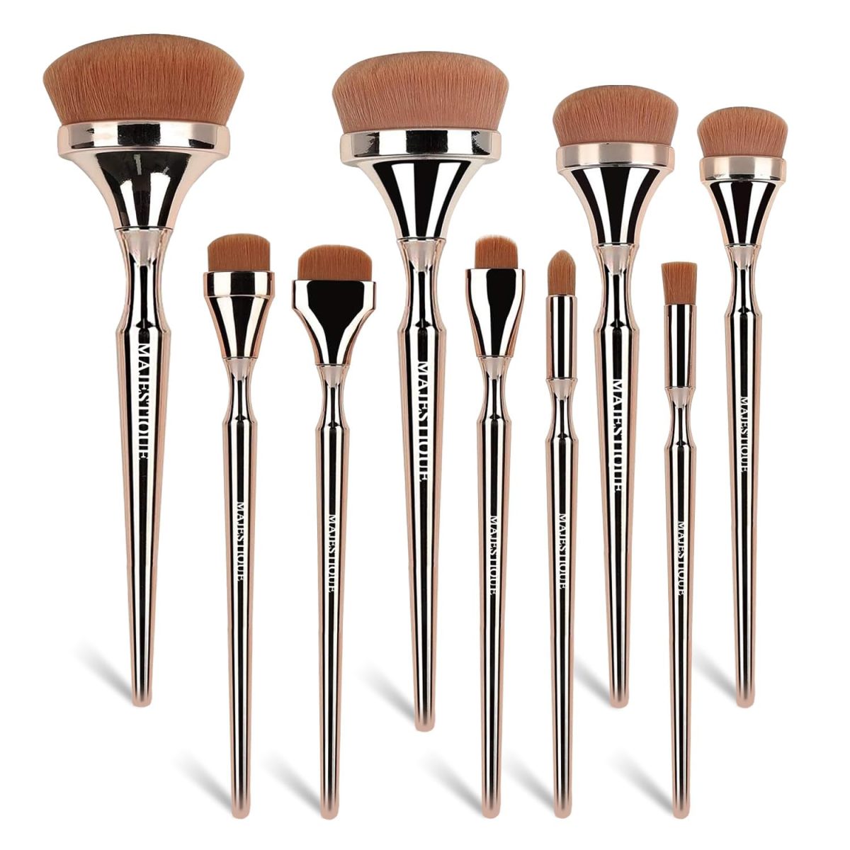 Majestique Premium Makeup Brush Set – Soft Synthetic Hair Brushes for Flawless Foundation, Blending, Eyeshadow & HD Powder – Professional Cosmetic Brush Kit for Women & Makeup Artists - (9 Pieces)