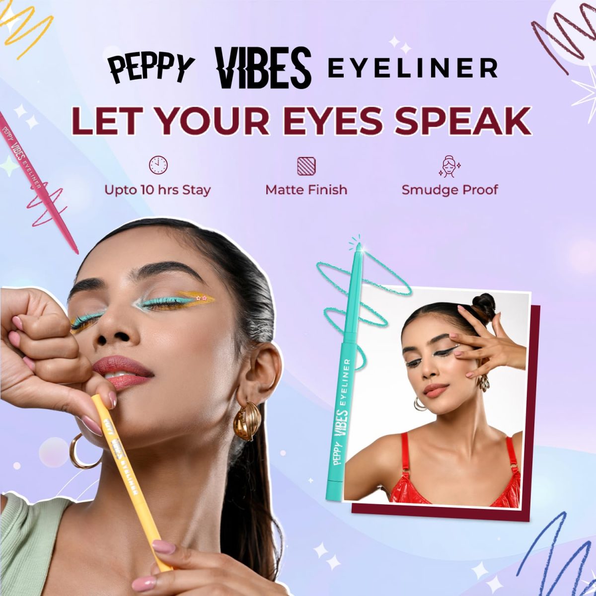 Glam21 Peppy Vibes Eyeliner |Matte Finish Stays up to 10 Hours |Smudge-Proof & Water-Proof |Long Lasting Eyeliner | Precision application| Blue Fizz-0.4g - Image 6