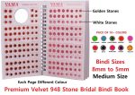 Vama Fashions Round Multicolour Forehead Sticker kumkum Golden & white Crystal Stone Bindi Book for Women & Girls (bindi booklet Stone - 948 bindis) - Image 2