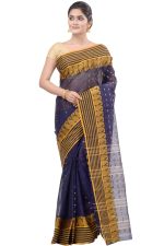 PuJoy Women�s Pure Cotton Traditional Bengal Handloom MotiButi Style Tant Saree - Image 2