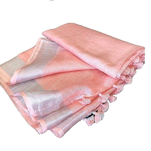 STB-SILK TEXTILES BHAGALPUR Women's Bhagalpuri Linen Saree With Blouse Piece