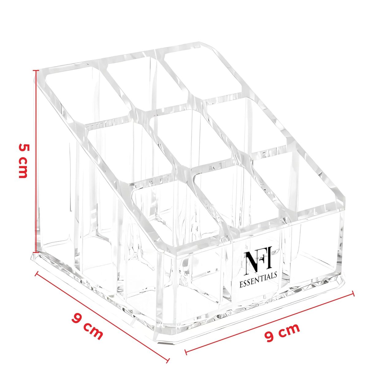 Clear Acrylic 9-Slot Lipstick & Cosmetic Organizer – Compact Makeup Holder for Lipstick, Lip Balm, Essential Oils & More – Transparent Plastic Storage Stand - Image 4