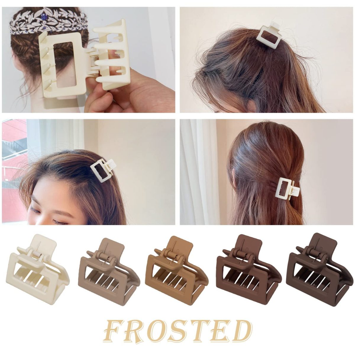 5pc Hair Claw Clips :-Korean Small Hair Claws Spuare Bowtie Shape Hair Clips For Women Girls Crab Hairpin Barrettes Fashion Ornaments Hair Accessories hair clutcher for women - Image 3