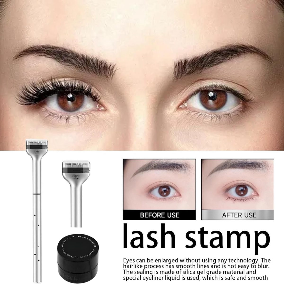 BWOGUE 2 In 1 Silicone Lower Eyelash Stamp Set for Fashion Eye Makeup Quick Eye Makeup Tool, Double Ended Eyelash Stamp and Eyeliner Pen Quick Makeup Tool, Long-Lasting, Waterproof, Smudge-Resistant - Image 7