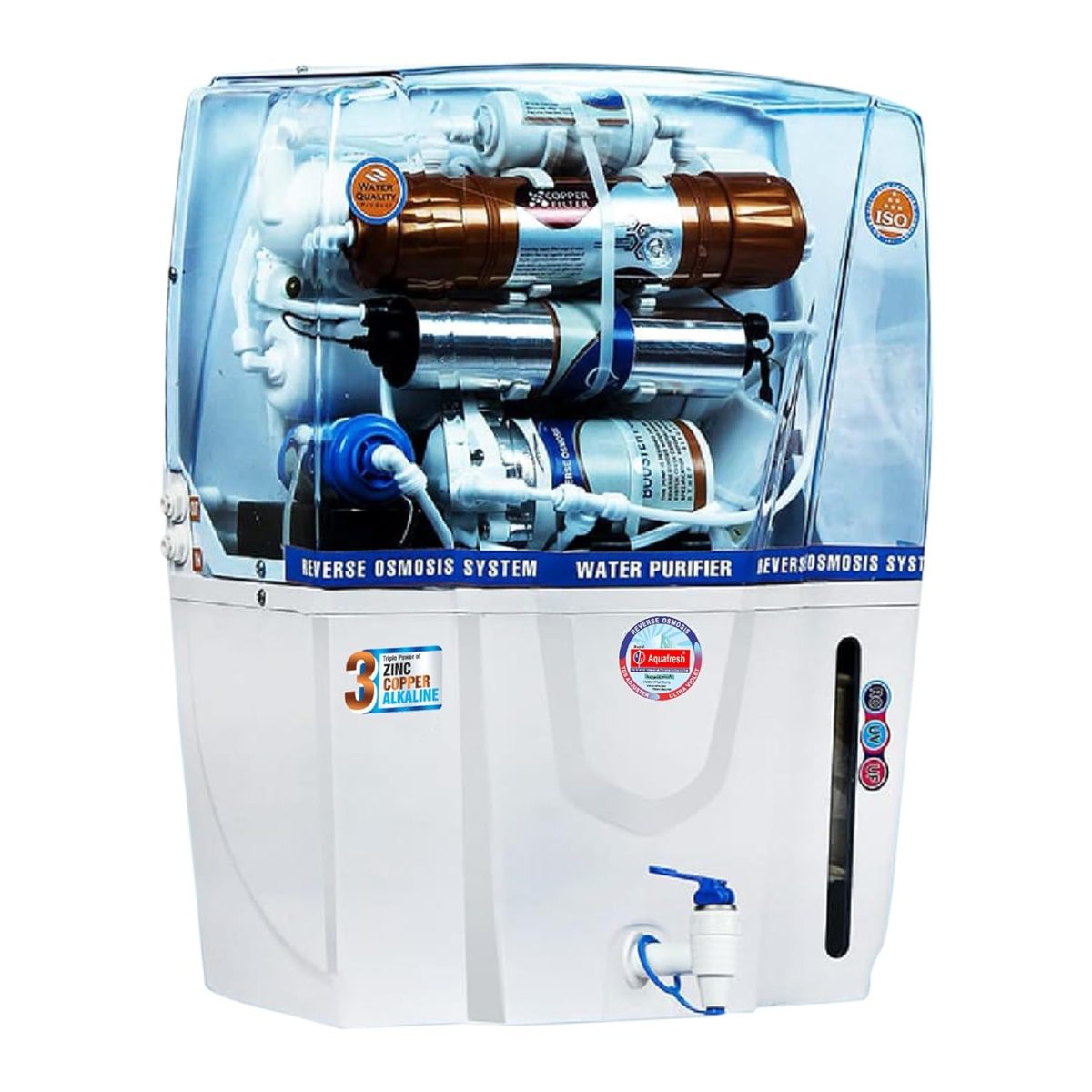 ROYAL AQUAFRESH Copper Audy Sedimentation 12 Ltr RO+UV+UF+TDS 14 Layer Water Purification Advance Technology Electric Water Purifier (1 Year Warranty On Pump & SMPS) - Image 2