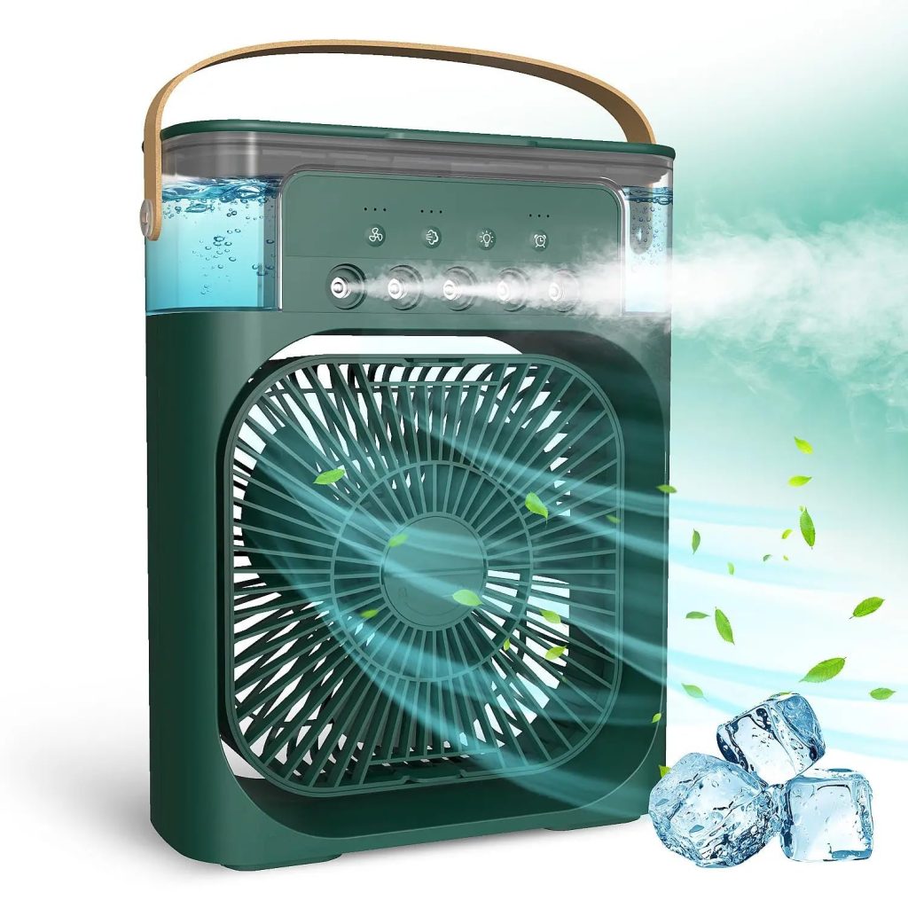 Jet Roy Portable Air Conditioner Fan, Mini Evaporative Air Cooler with 7 Colors LED Light, 1/2/3 H Timer, 3 Wind Speeds and 3 Spray Modes for Office, Home, Dorm, Travel