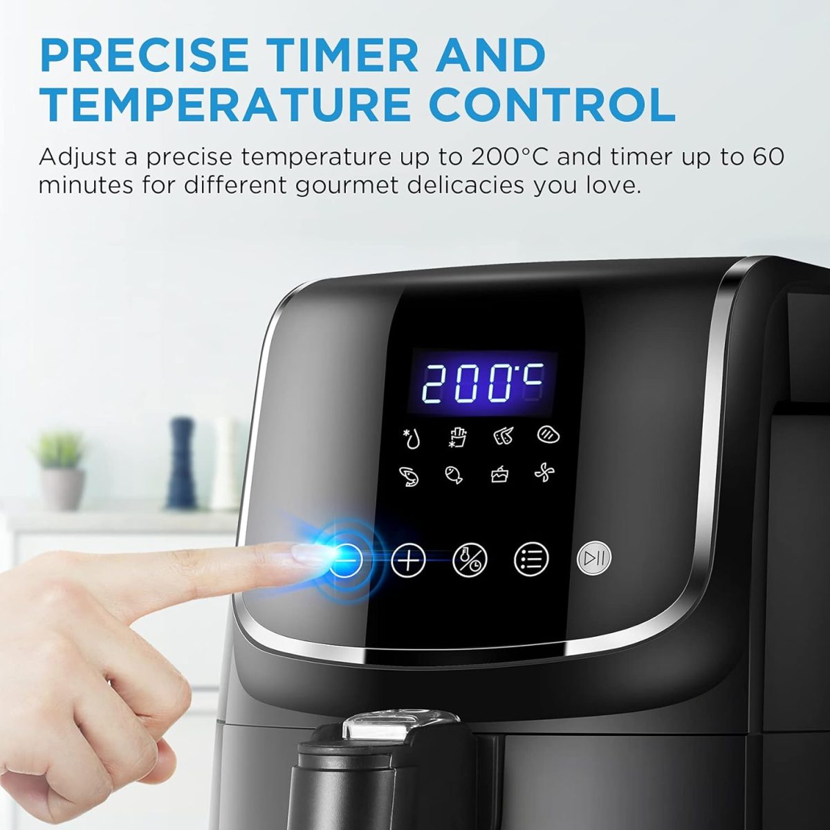 Midea 5L Air Fryer | 1500W Power | Digital display with 8 preset menu settings | Crisp Frying, Grill, Roast, Steam & Bake | Auto Cut-Off | 90% Less Oil | Non Stick Coating & Crisper Basket - Image 5