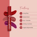 Colors Queen All Day Wear Liquid Lipstick - Taboo, 12g | Highly Pigmented, Long Lasting Matte Lipstick | Smooth One Swipe Application, Lightweight & Non Transfer Liquid Lipstick for Women - Image 3