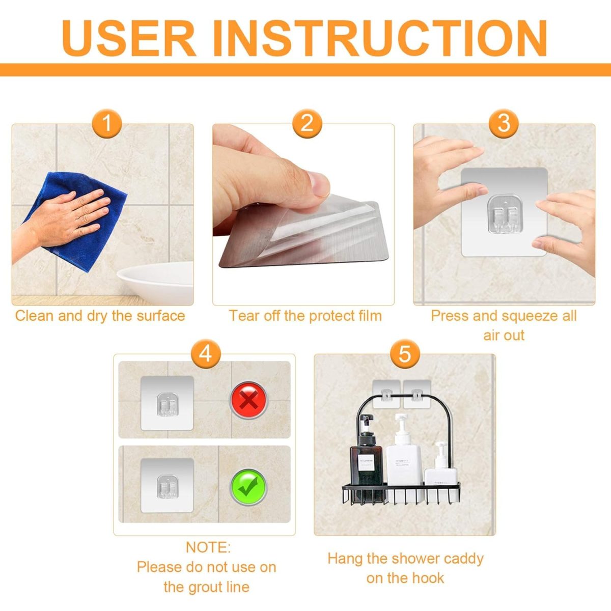 XENOTY Strong Self Adhesive Magic Sticker Transparant - Bathroom and Kitchen Hanging Racks Sticker, Tissue and Towel Rack Hanging Only Sticker (Single Hook Transperant (8 x 8 cm), 4.00) - Image 8