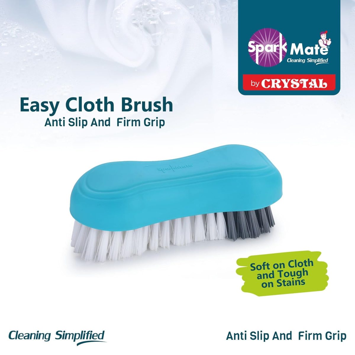 Sparkmate By Crystal Premium Cloth Brush, with Soft & Hard Bristles, Assorted, Plastic - Image 5