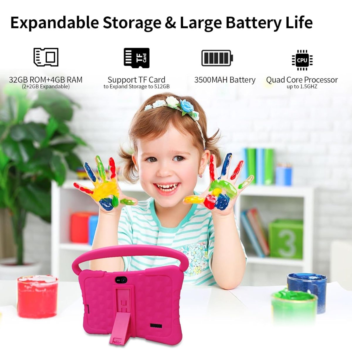 NEWISION 7 inch kids tablet with case, android 13 tablet 32gb with wifi, dual camera, education, games, kids software pre-installed, computer tablet with age filters, - Image 3